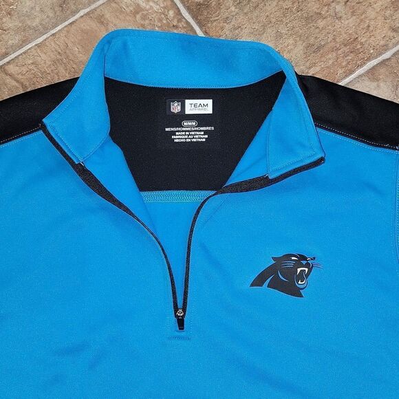 NFL Team Apparel Carolina Panthers 1/4 Zip Pullover Pull-on Mens Shirt Size M - Picture 3 of 7